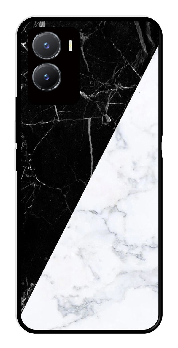 Black White Marble Design Metal Mobile Case for Vivo T2X 5G   (Design No -09)