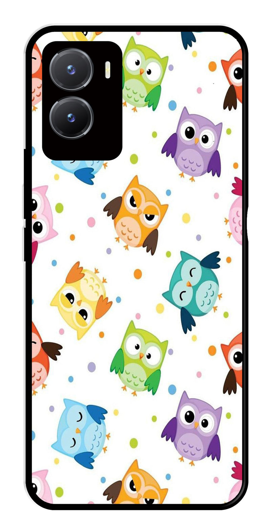 Owls Pattern Metal Mobile Case for Vivo T2X 5G   (Design No -20)
