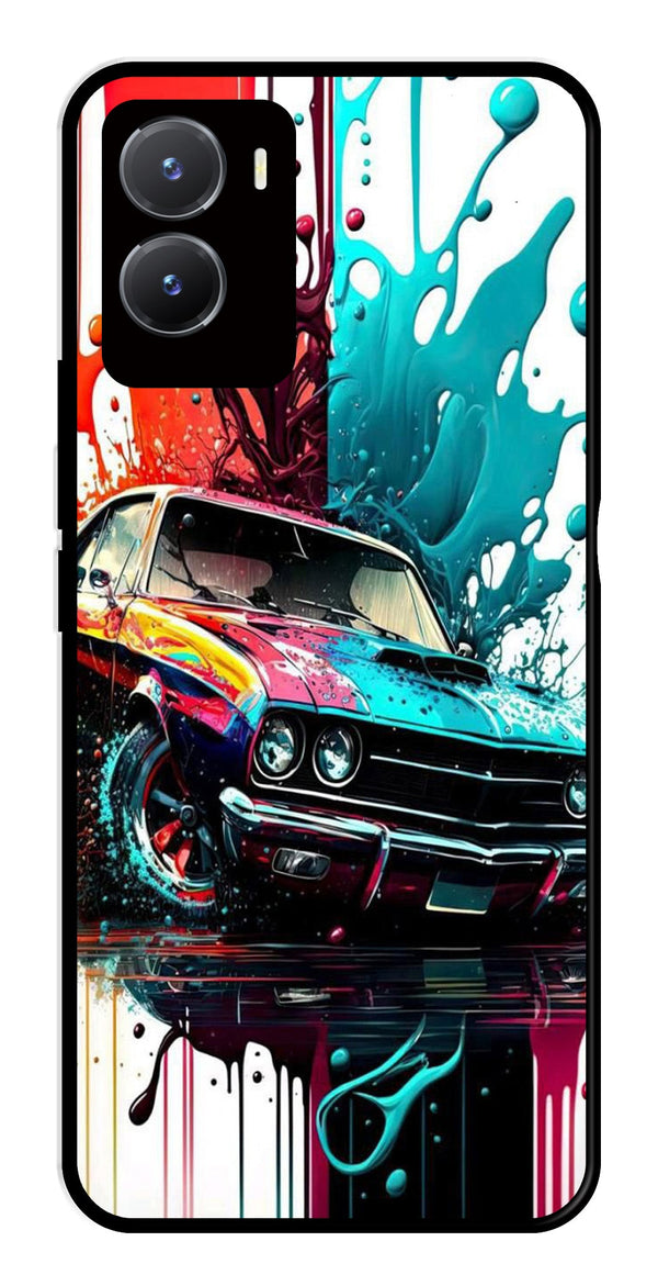 Vintage Car Metal Mobile Case for Vivo T2X 5G   (Design No -29)