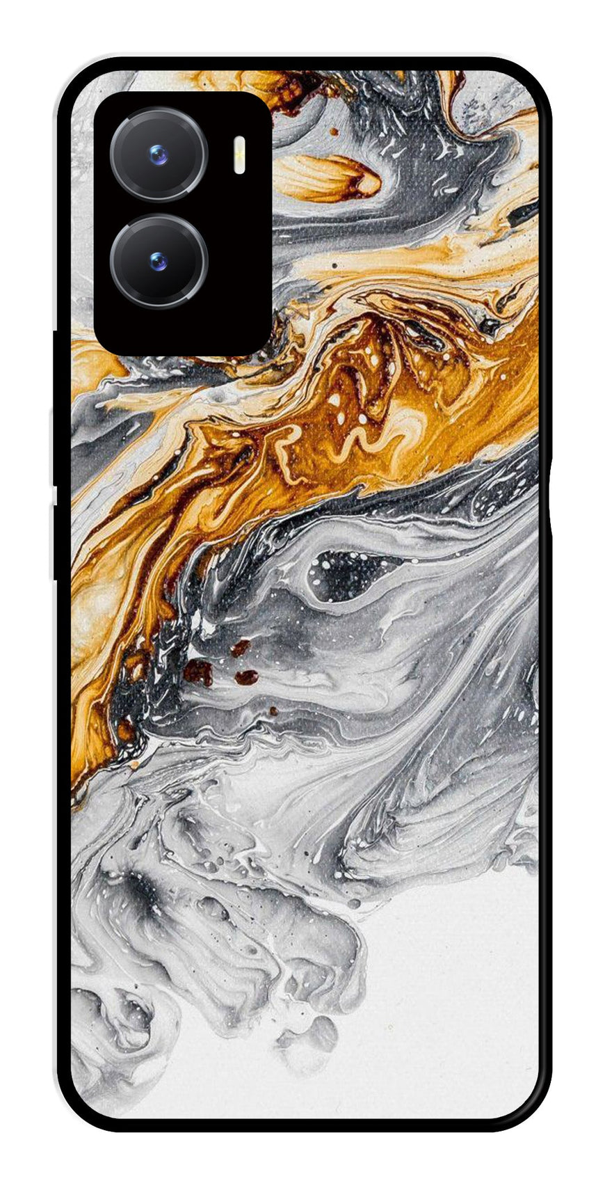 Marble Pattern Metal Mobile Case for Vivo T2X 5G   (Design No -36)