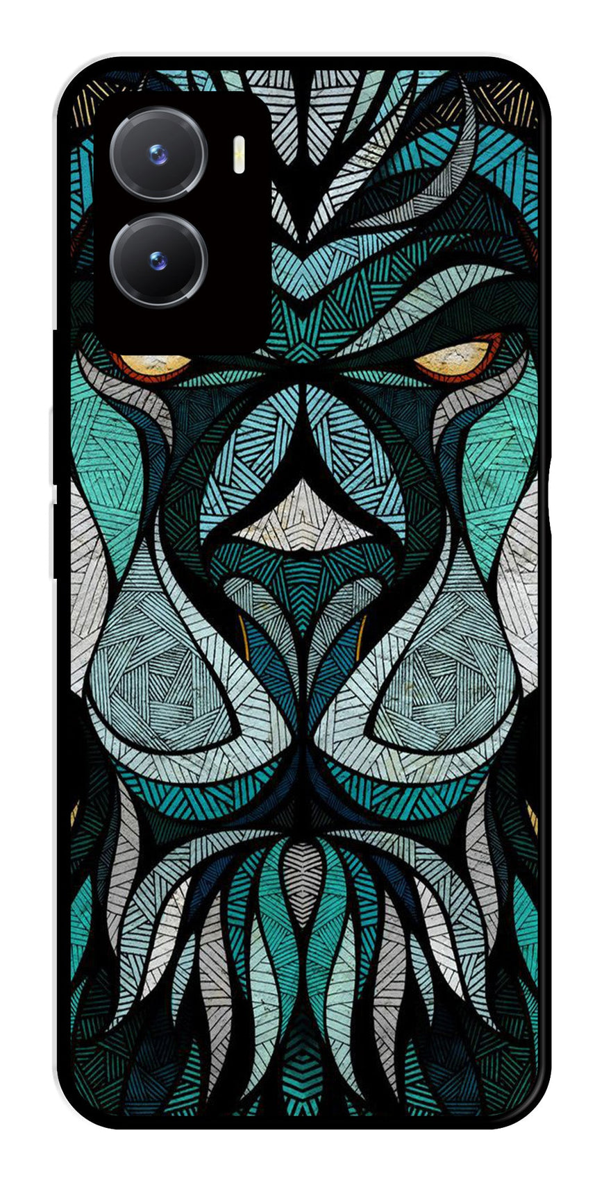 Lion Pattern Metal Mobile Case for Vivo T2X 5G   (Design No -40)