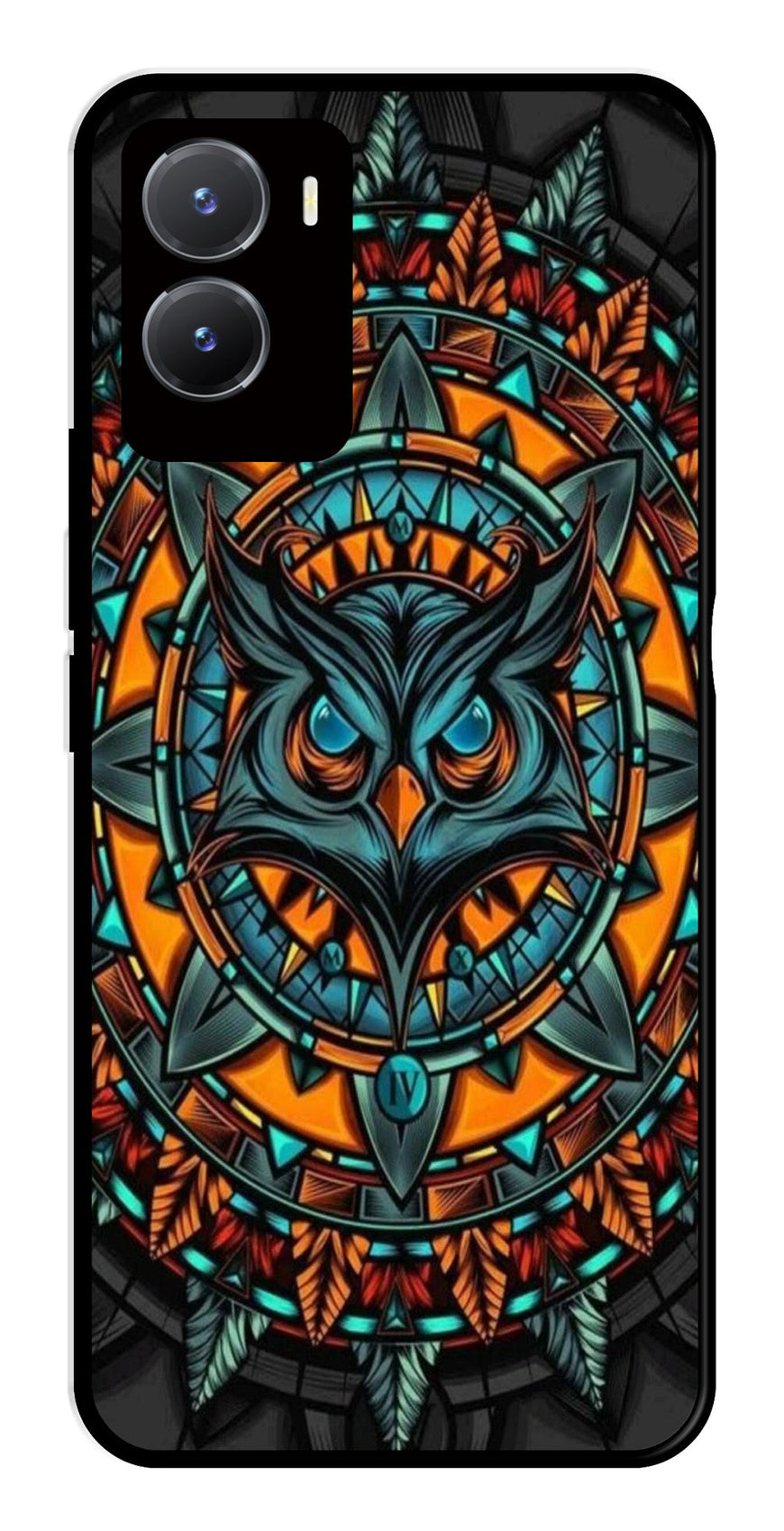 Owl Pattern Metal Mobile Case for Vivo T2X 5G   (Design No -42)