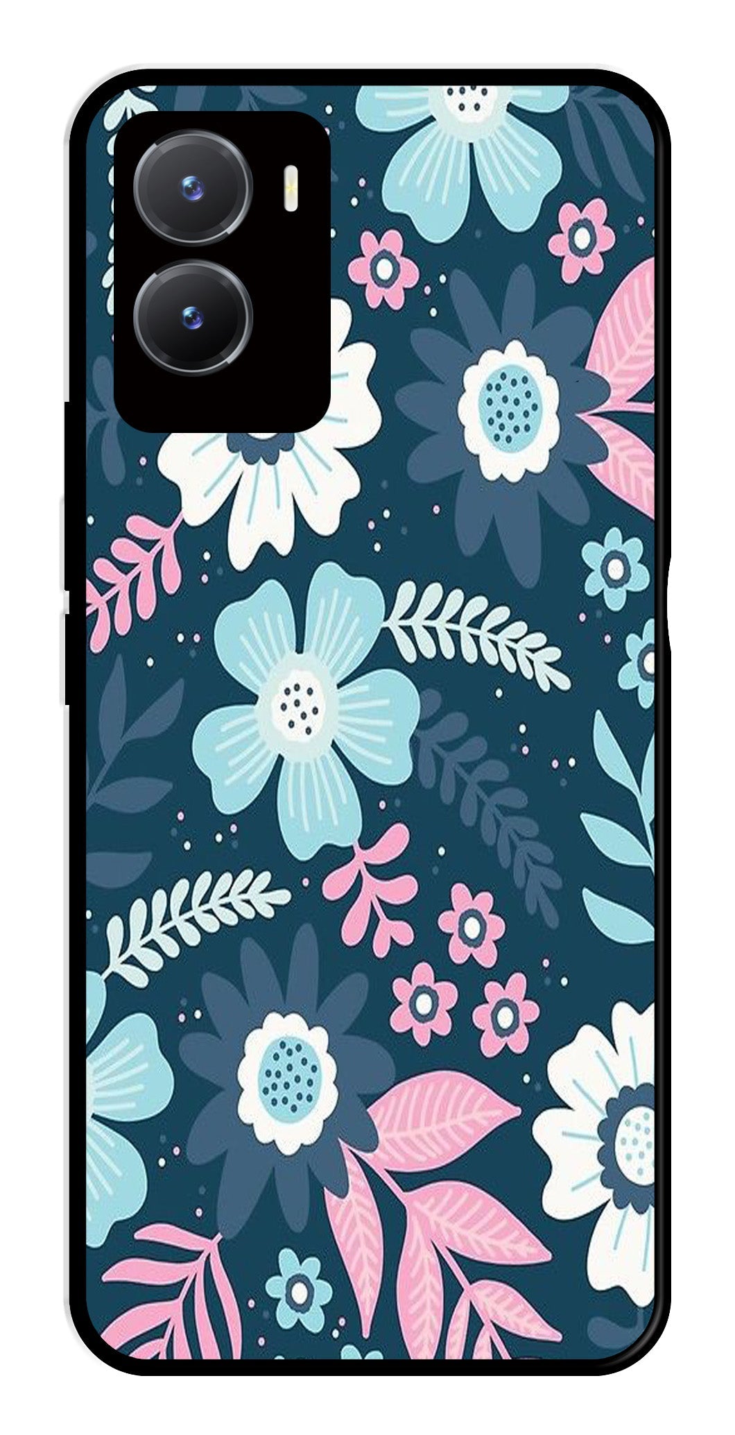 Flower Leaves Design Metal Mobile Case for Vivo T2X 5G   (Design No -50)