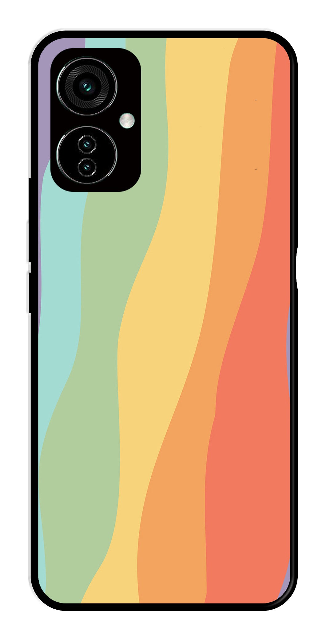 Muted Rainbow Metal Mobile Case for Tecno Camon 19   (Design No -02)