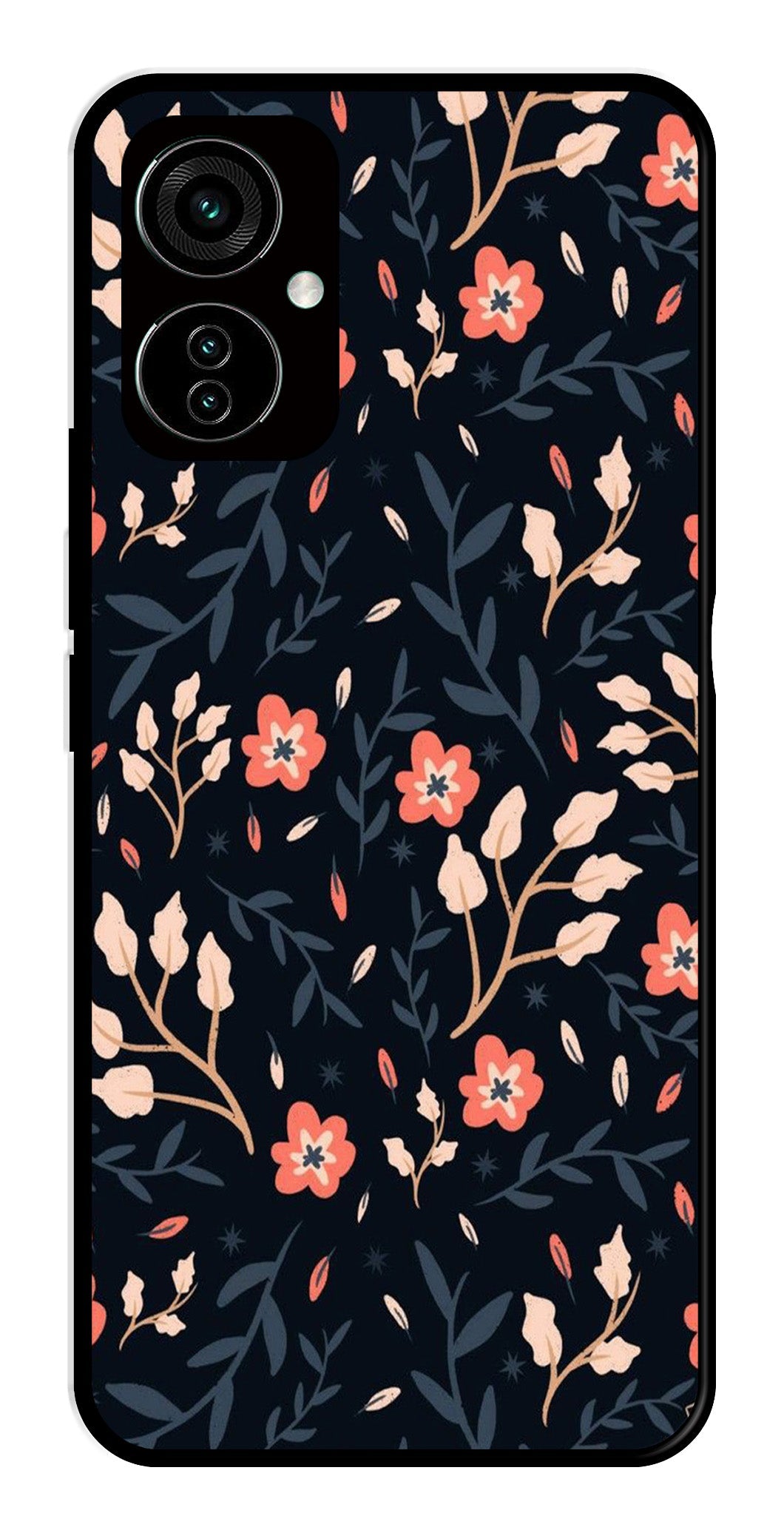 Floral Pattern Metal Mobile Case for Tecno Camon 19   (Design No -10)