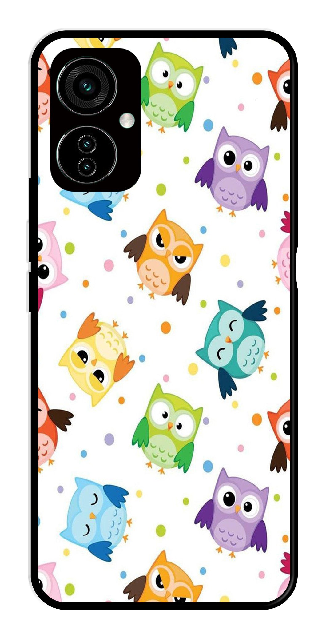 Owls Pattern Metal Mobile Case for Tecno Camon 19   (Design No -20)