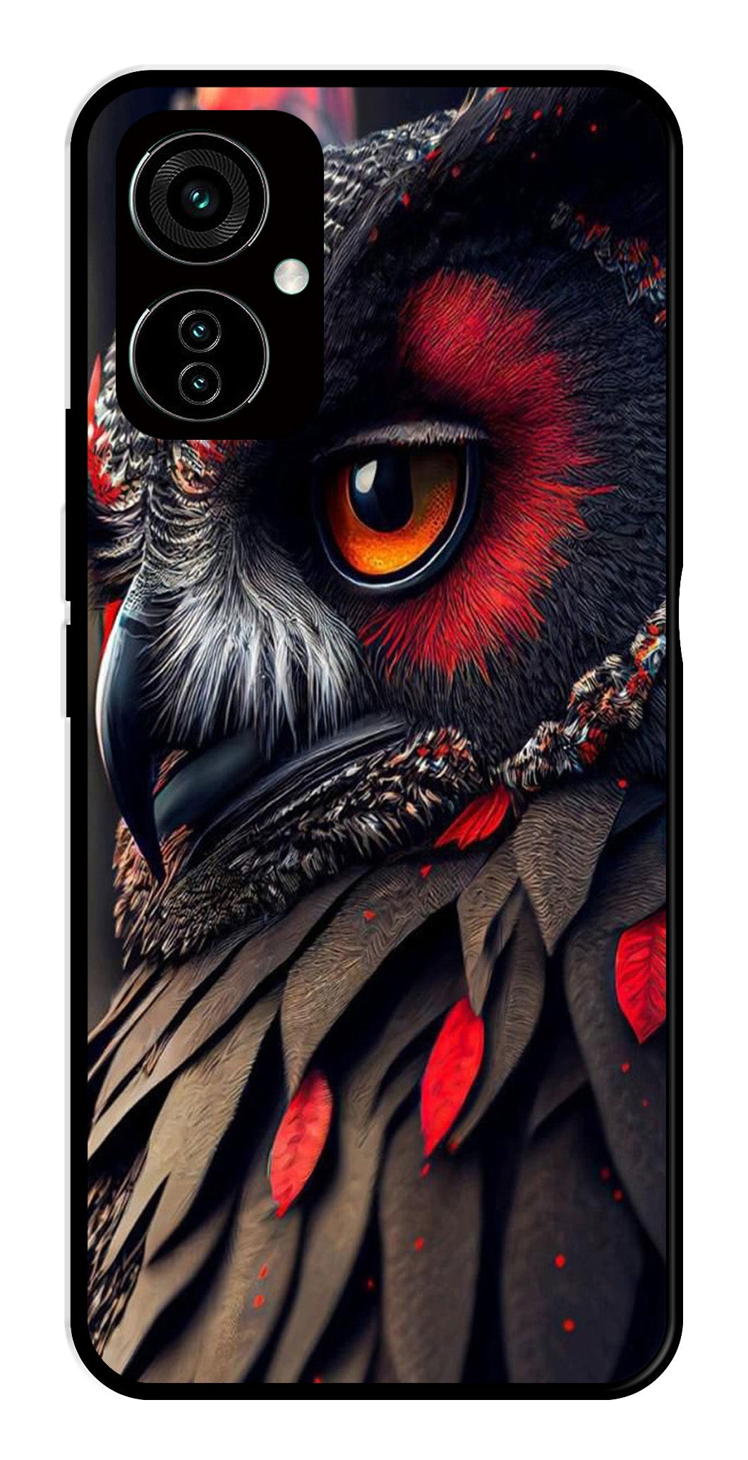 Owl Design Metal Mobile Case for Tecno Camon 19   (Design No -26)