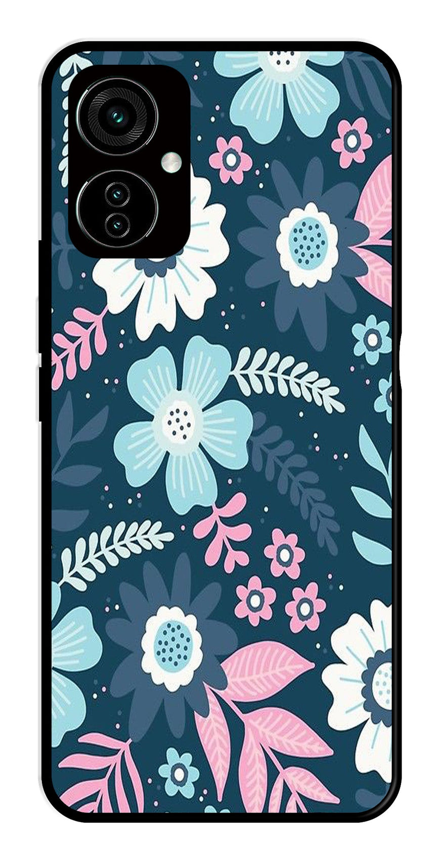 Flower Leaves Design Metal Mobile Case for Tecno Camon 19   (Design No -50)