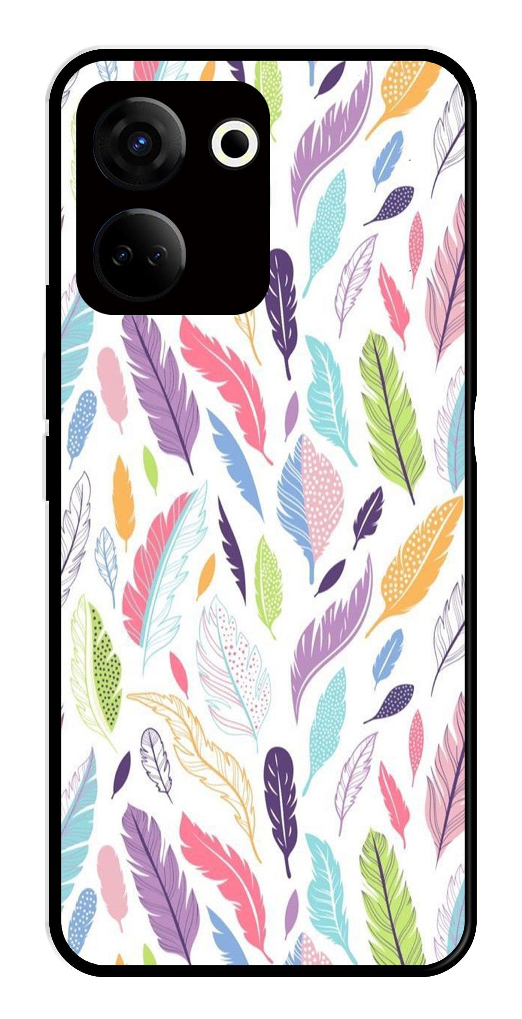 Colorful Feathers Metal Mobile Case for Tecno Camon 20   (Design No -06)