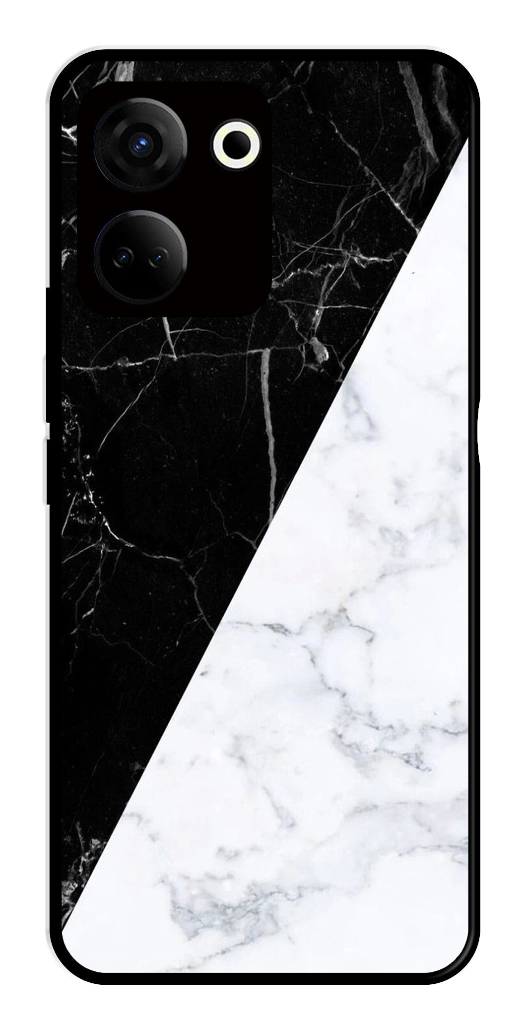 Black White Marble Design Metal Mobile Case for Tecno Camon 20   (Design No -09)