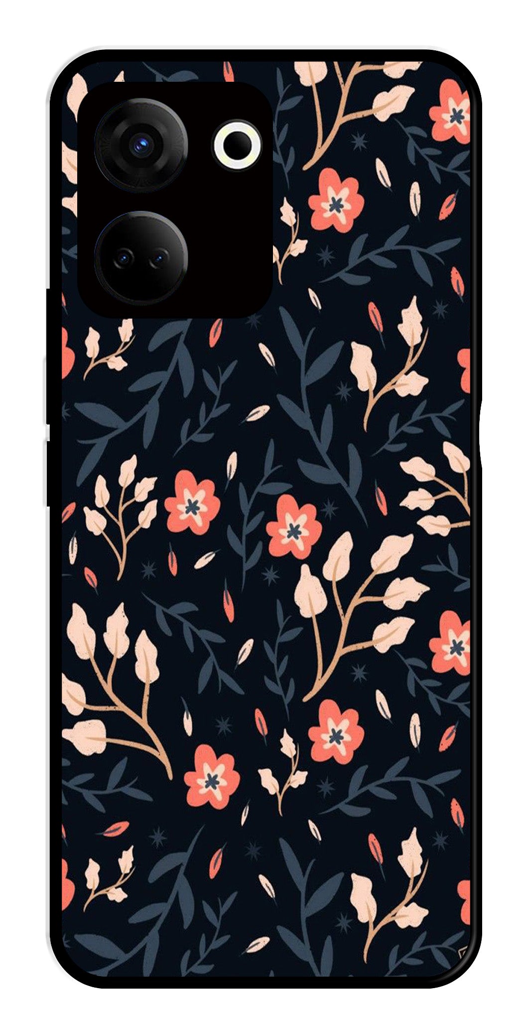 Floral Pattern Metal Mobile Case for Tecno Camon 20   (Design No -10)