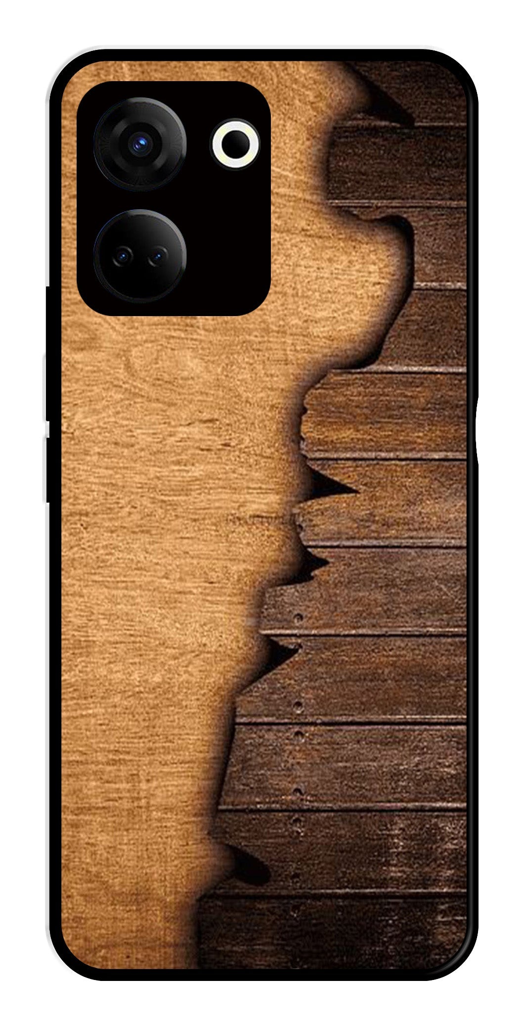 Wooden Design Metal Mobile Case for Tecno Camon 20   (Design No -13)