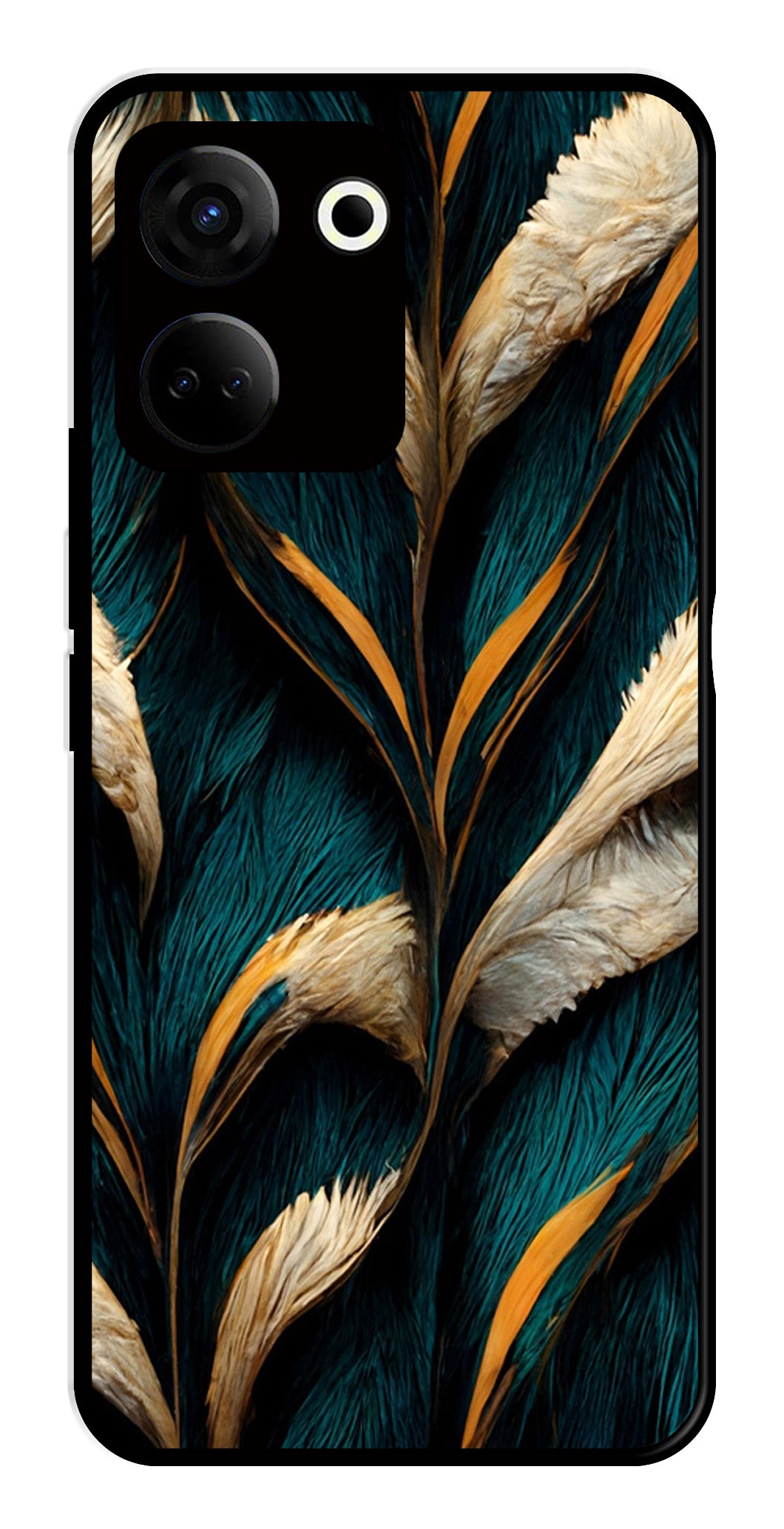 Feathers Metal Mobile Case for Tecno Camon 20   (Design No -30)