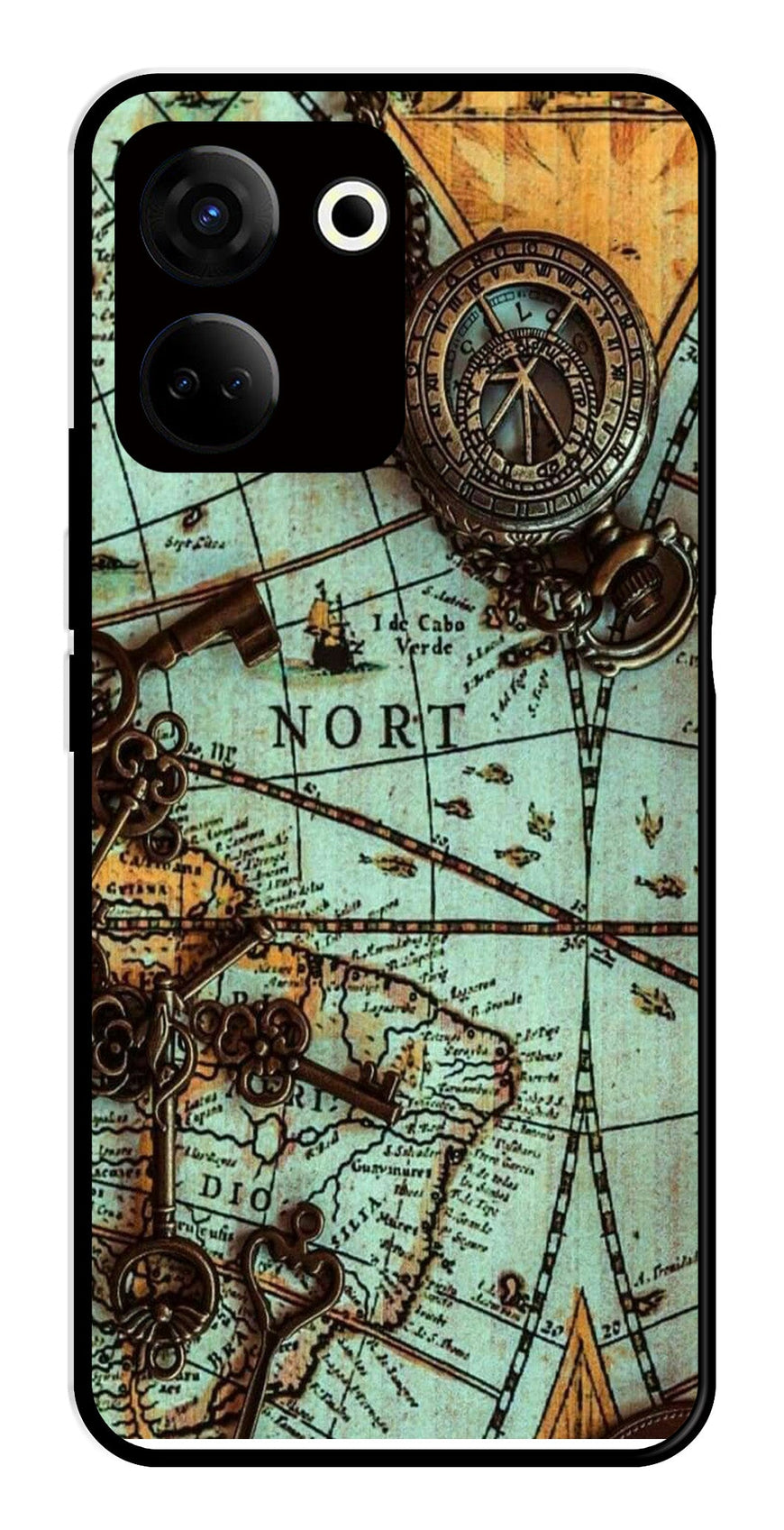 Map Design Metal Mobile Case for Tecno Camon 20   (Design No -54)
