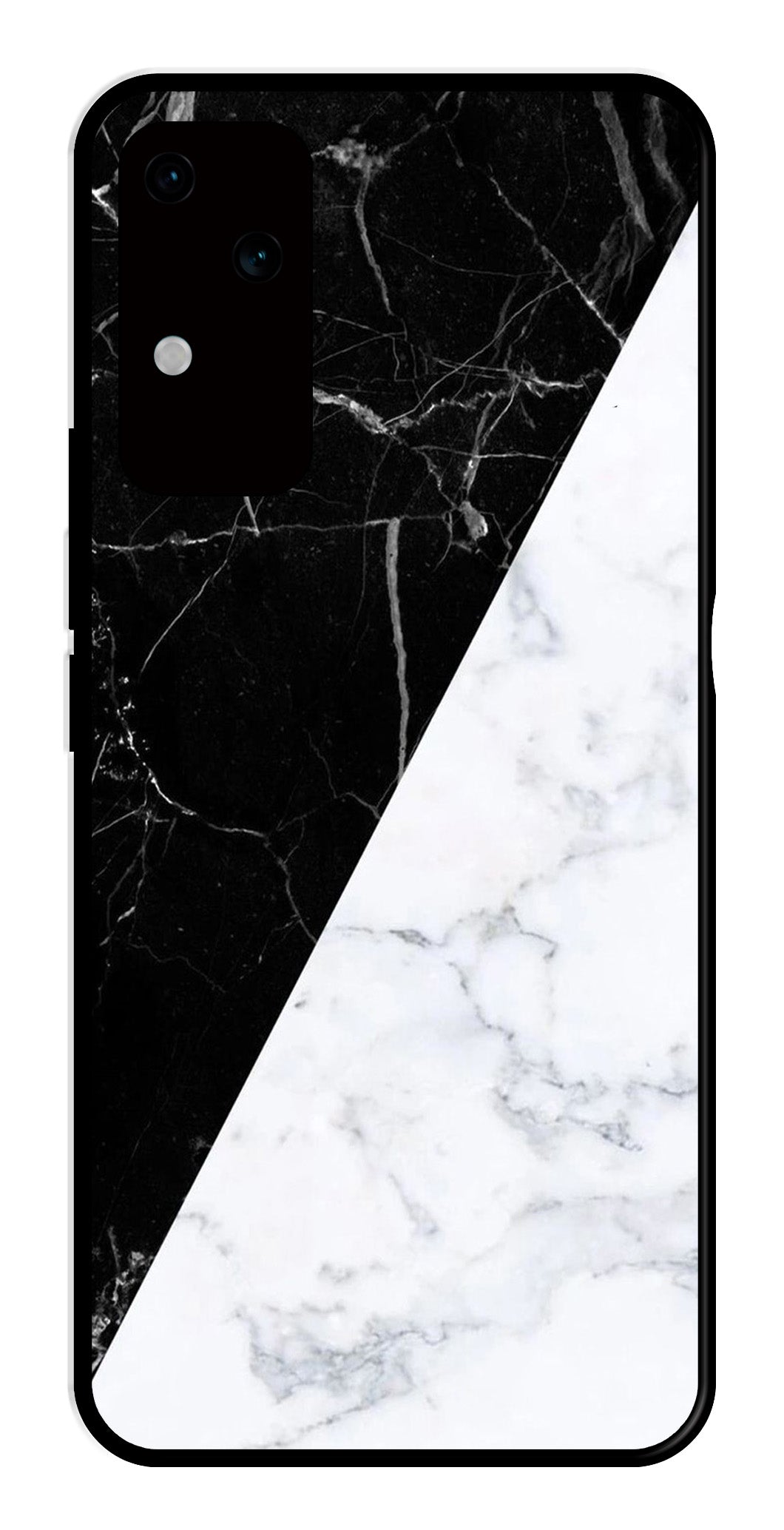 Black White Marble Design Metal Mobile Case for Vivo S18 5G   (Design No -09)