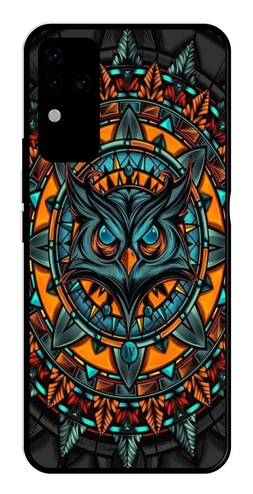 Owl Pattern Metal Mobile Case for Vivo V30 Pro 5G   (Design No -42)