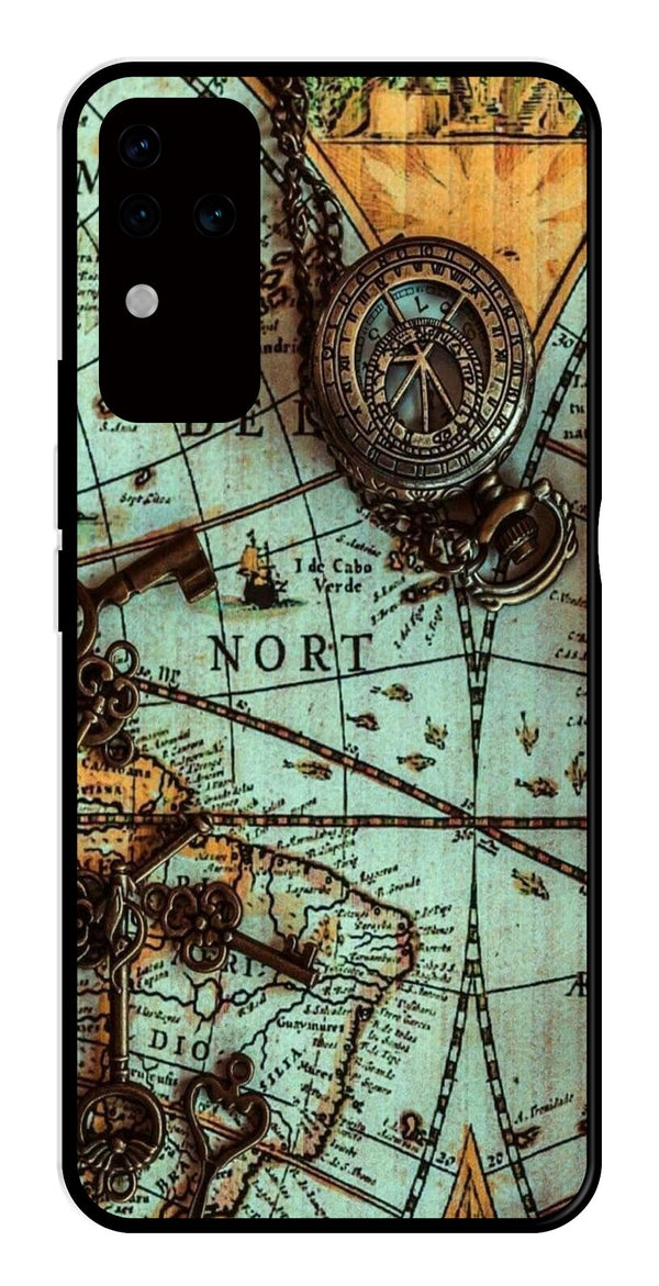 Map Design Metal Mobile Case for Vivo V30 Pro 5G   (Design No -54)