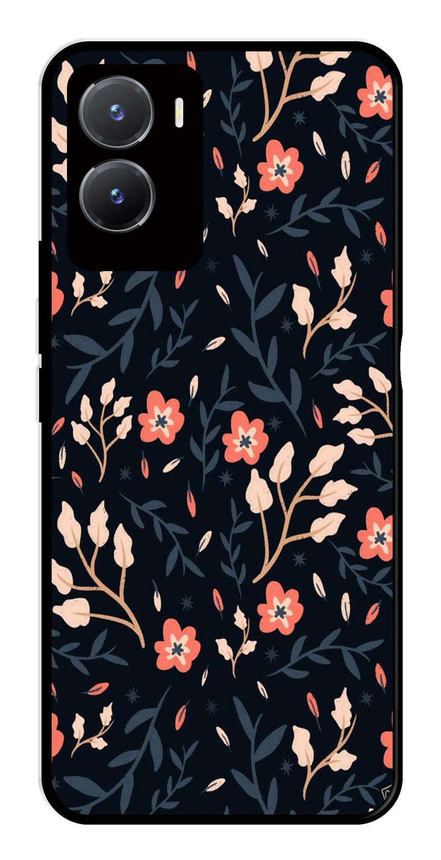 Floral Pattern Metal Mobile Case for Vivo Y28 5G   (Design No -10)