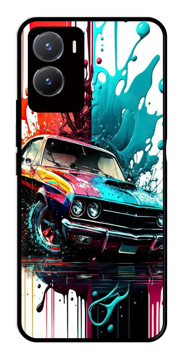 Vintage Car Metal Mobile Case for Vivo Y28 5G   (Design No -29)