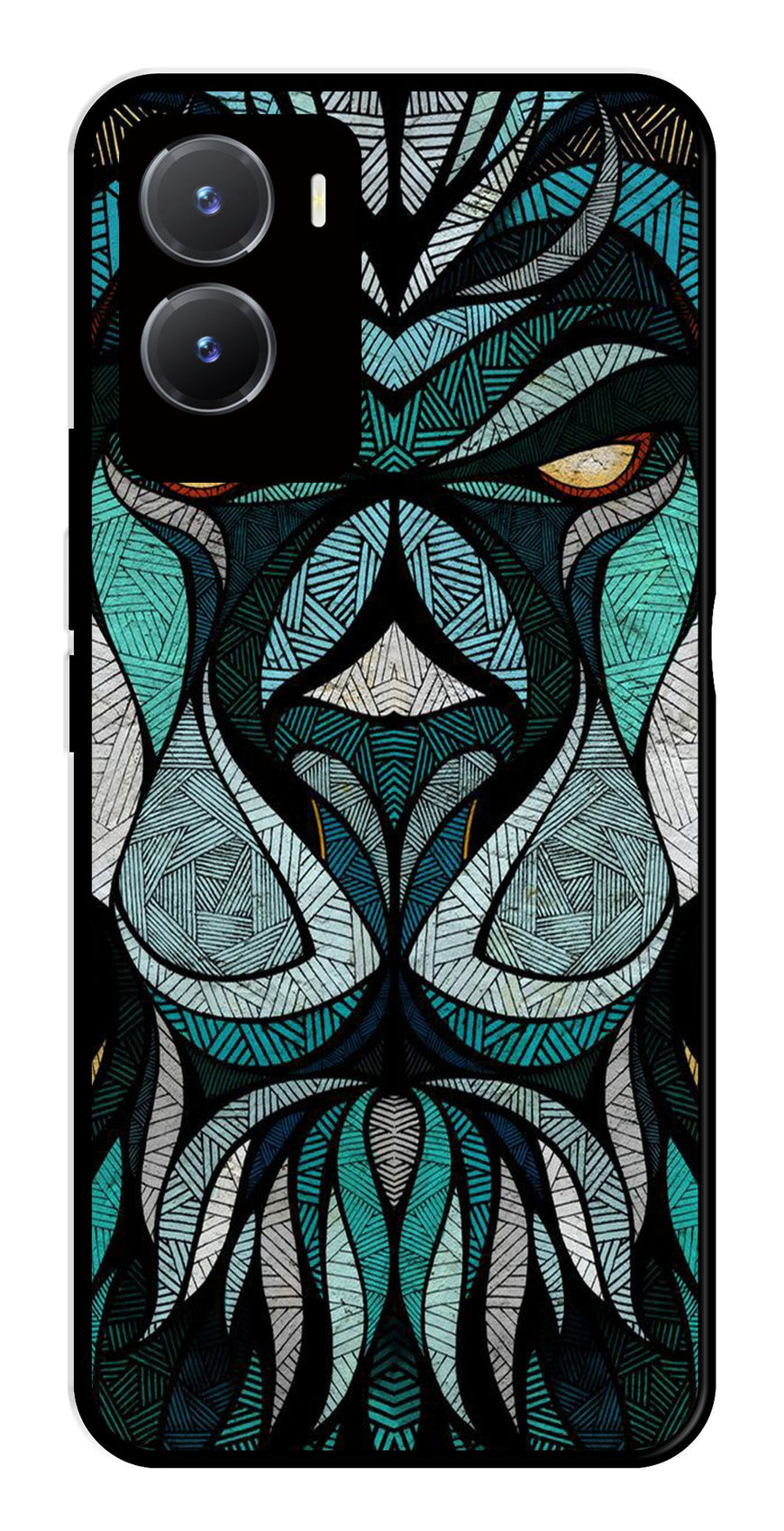 Lion Pattern Metal Mobile Case for Vivo Y28 5G   (Design No -40)