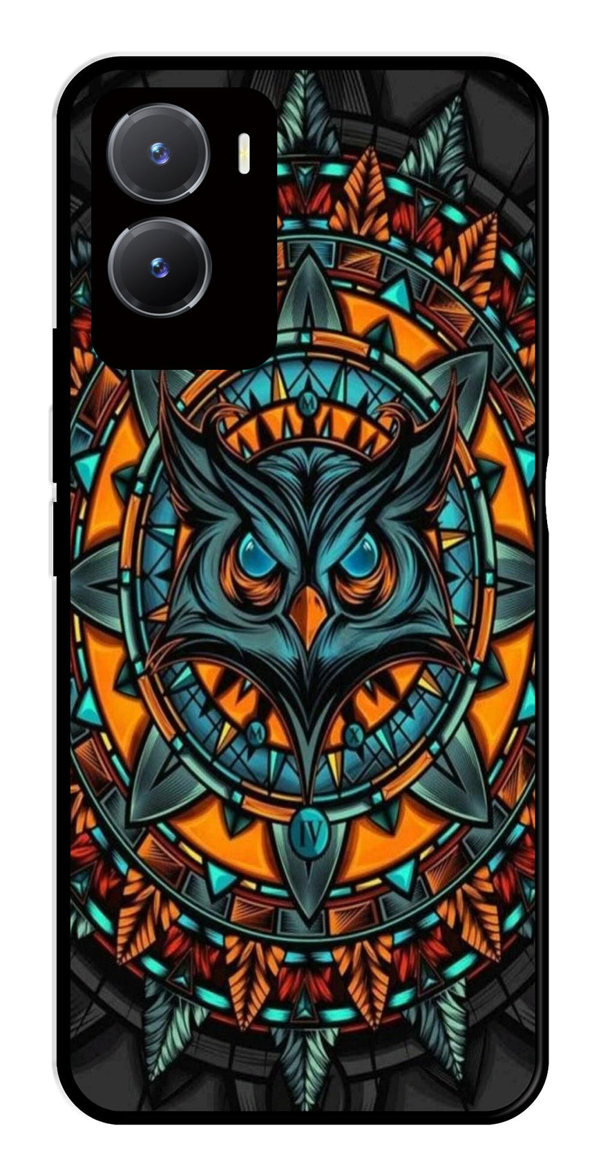 Owl Pattern Metal Mobile Case for Vivo Y28 5G   (Design No -42)
