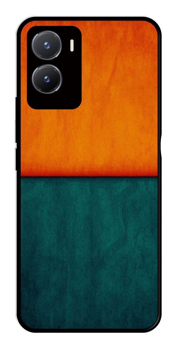 Orange Green Pattern Metal Mobile Case for Vivo Y28 5G   (Design No -45)