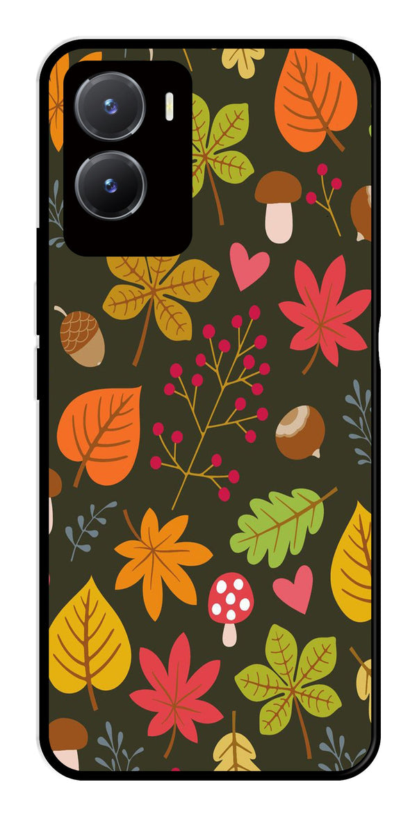 Leaves Design Metal Mobile Case for Vivo Y28 5G   (Design No -51)