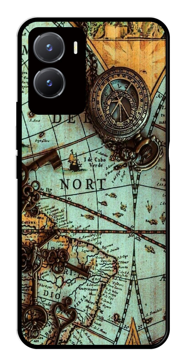 Map Design Metal Mobile Case for Vivo Y28 5G   (Design No -54)