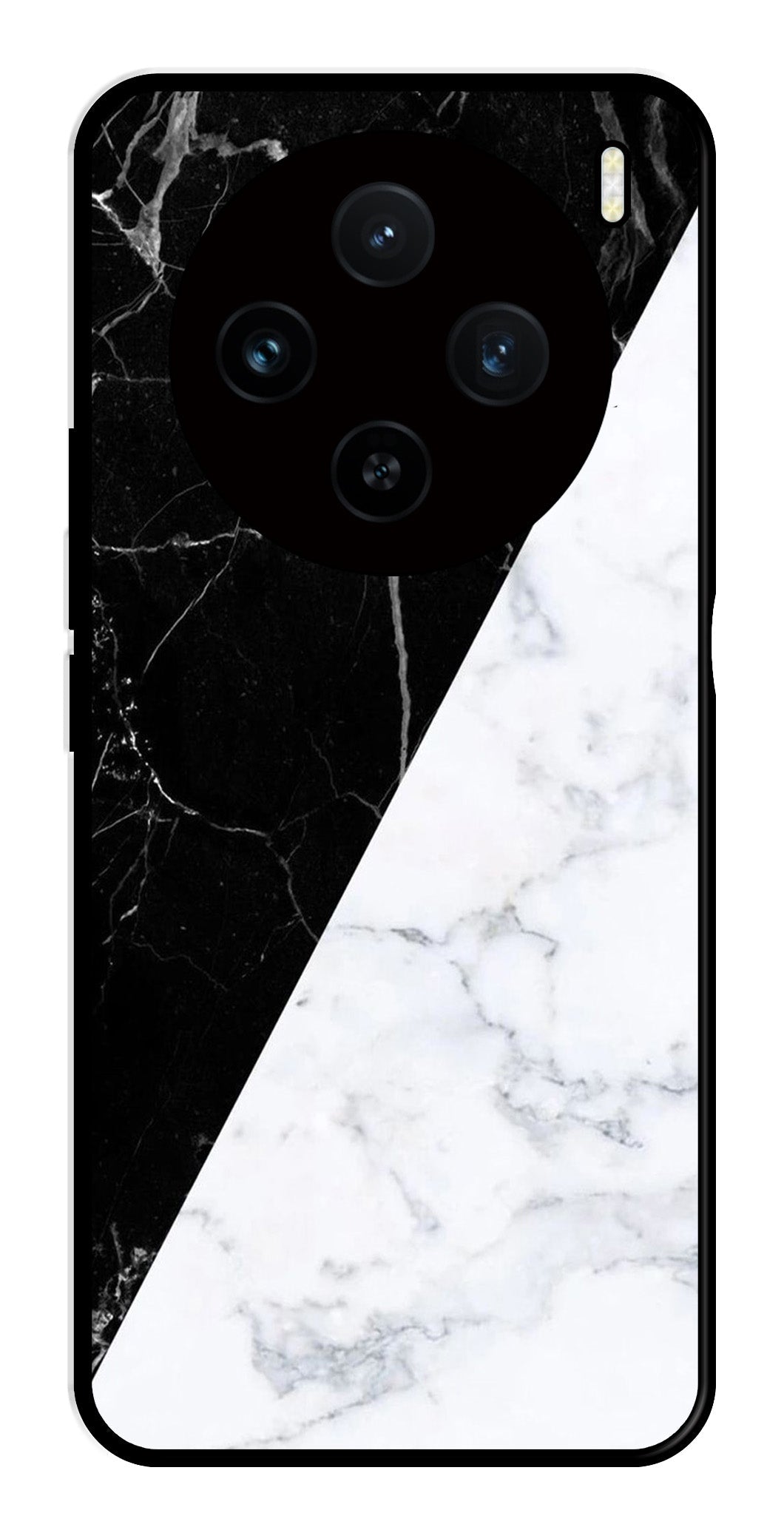 Black White Marble Design Metal Mobile Case for Vivo X100 5G   (Design No -09)