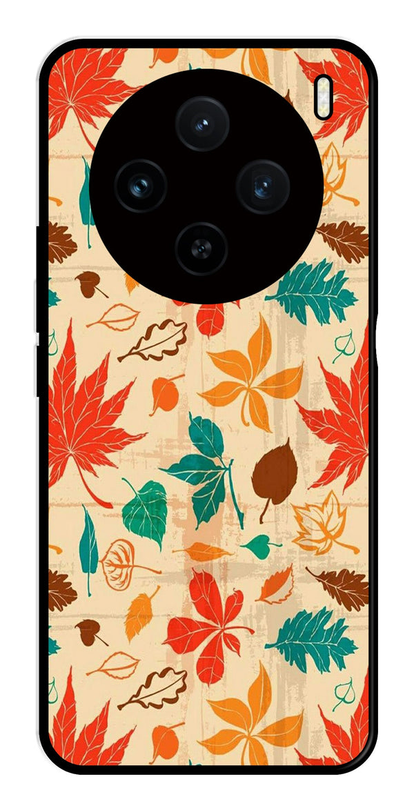 Leafs Design Metal Mobile Case for Vivo X100 5G   (Design No -14)