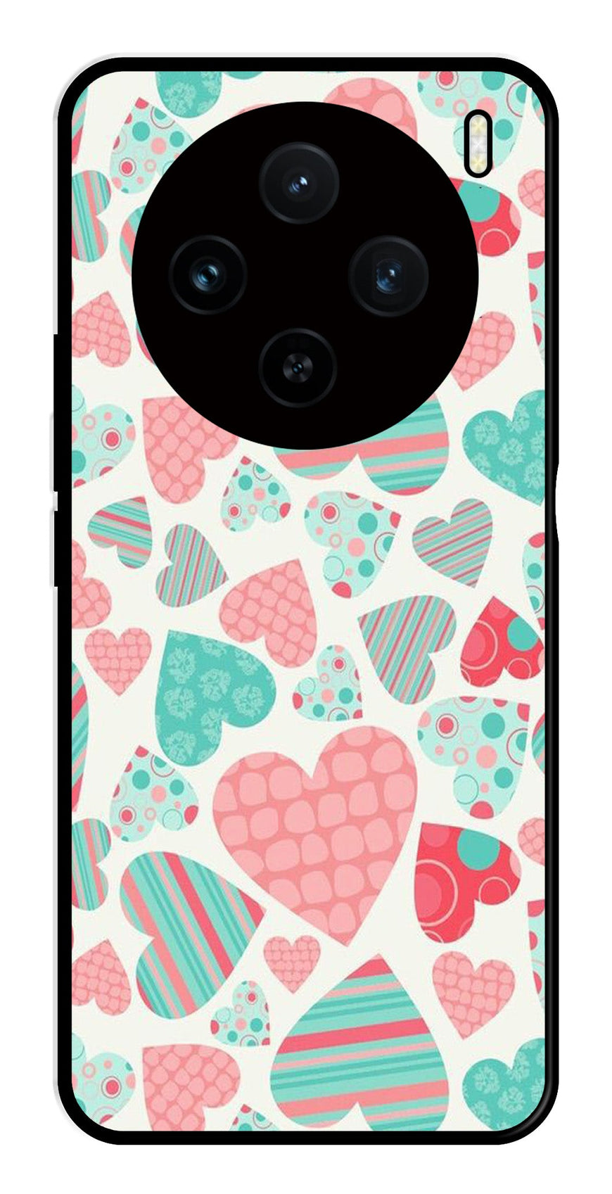 Hearts Pattern Metal Mobile Case for Vivo X100 5G   (Design No -22)