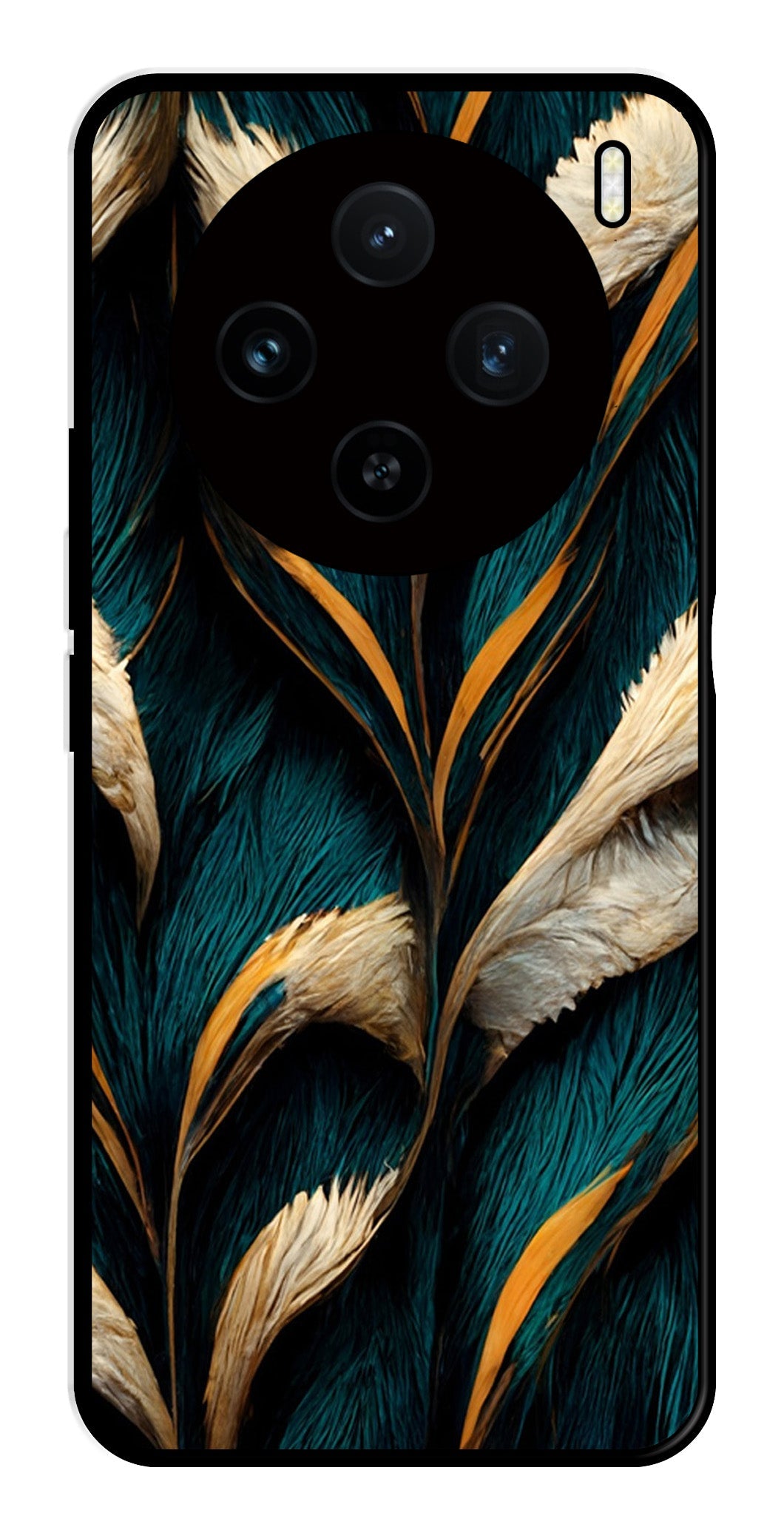Feathers Metal Mobile Case for Vivo X100 5G   (Design No -30)