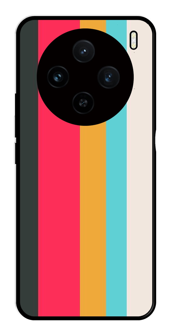Muted Rainbow Metal Mobile Case for Vivo X100 5G   (Design No -31)