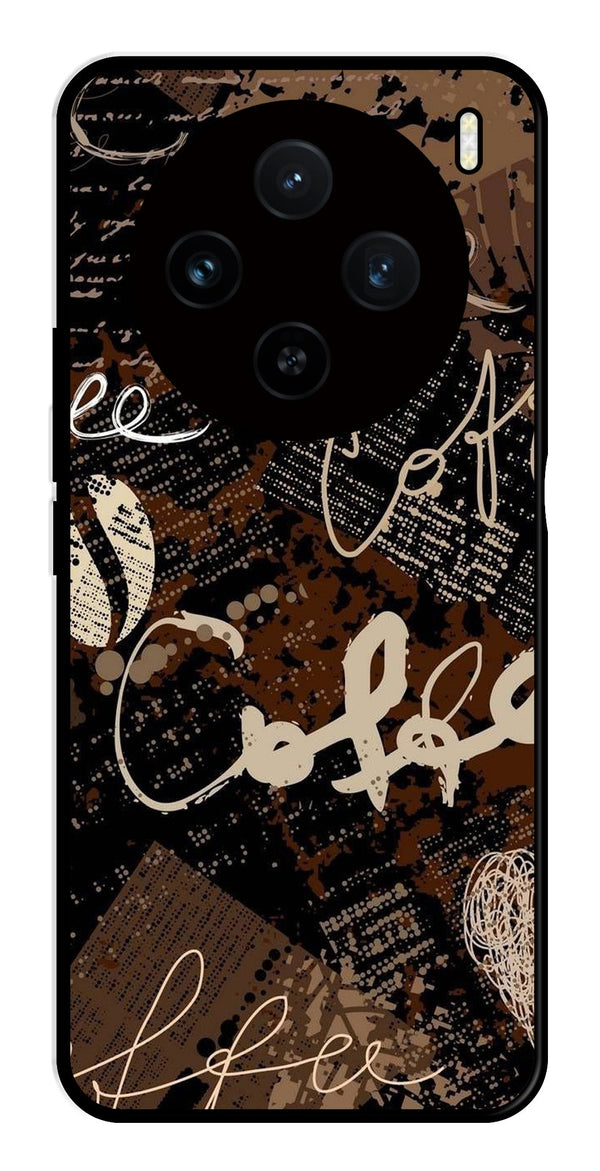 Coffee Pattern Metal Mobile Case for Vivo X100 5G   (Design No -37)