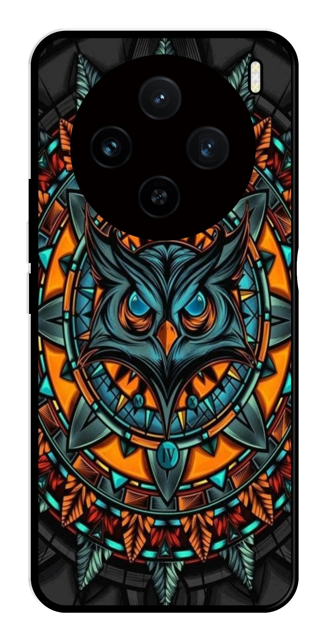 Owl Pattern Metal Mobile Case for Vivo X100 5G   (Design No -42)