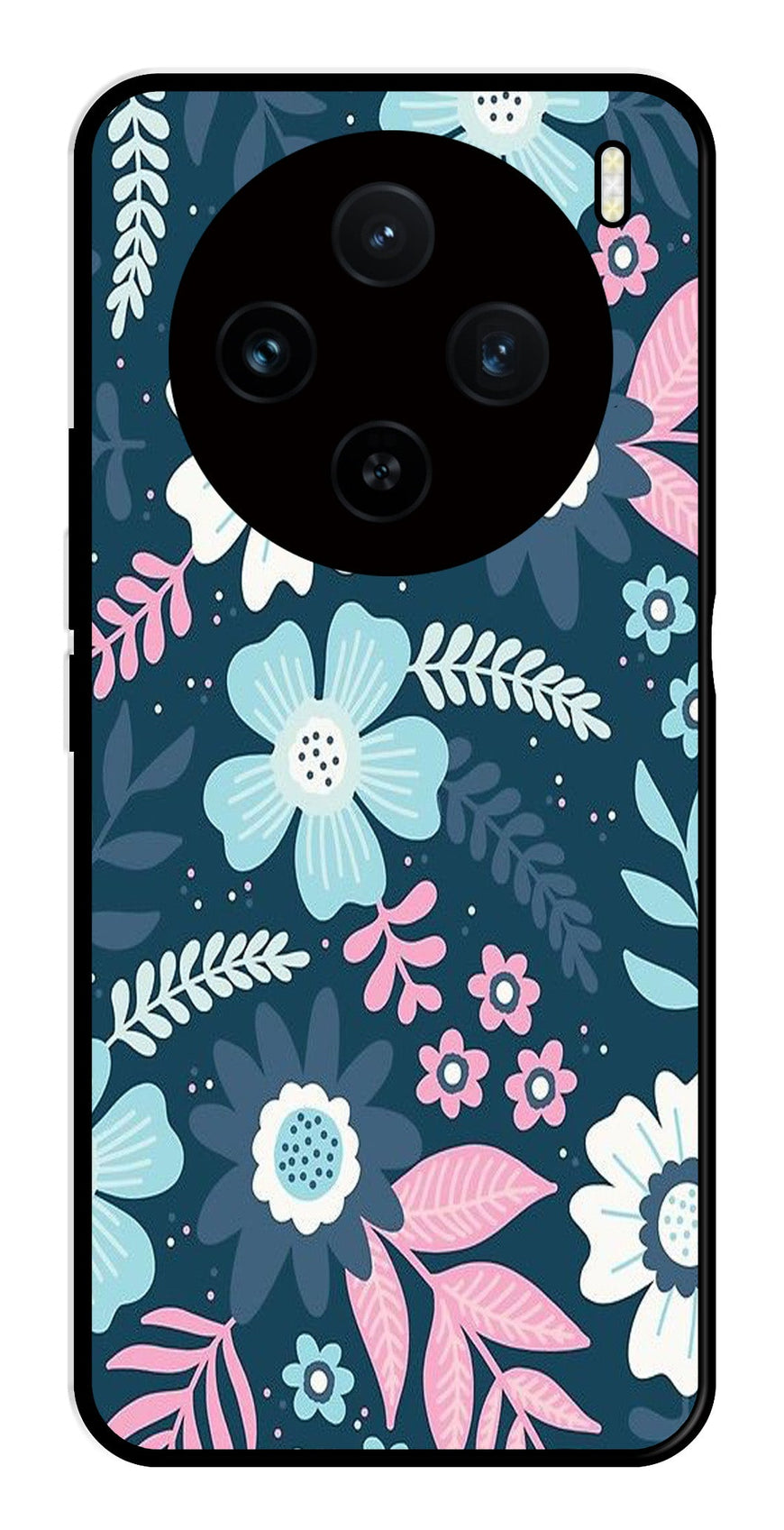 Flower Leaves Design Metal Mobile Case for Vivo X100 5G   (Design No -50)