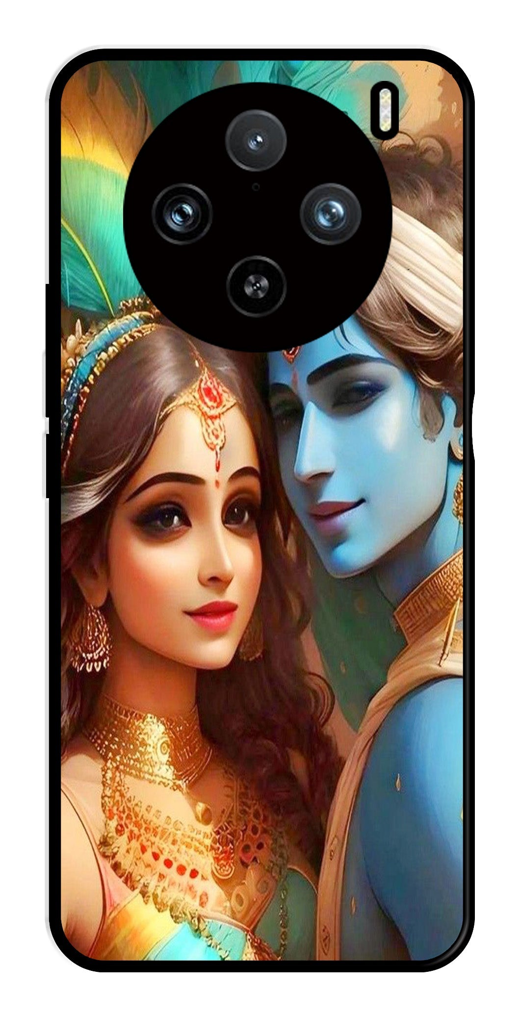 Lord Radha Krishna Metal Mobile Case for Vivo X100 Pro 5G   (Design No -01)