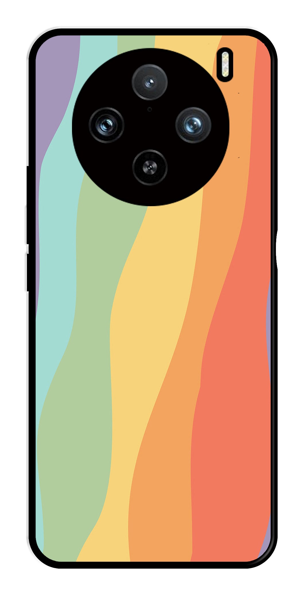 Muted Rainbow Metal Mobile Case for Vivo X100 Pro 5G   (Design No -02)
