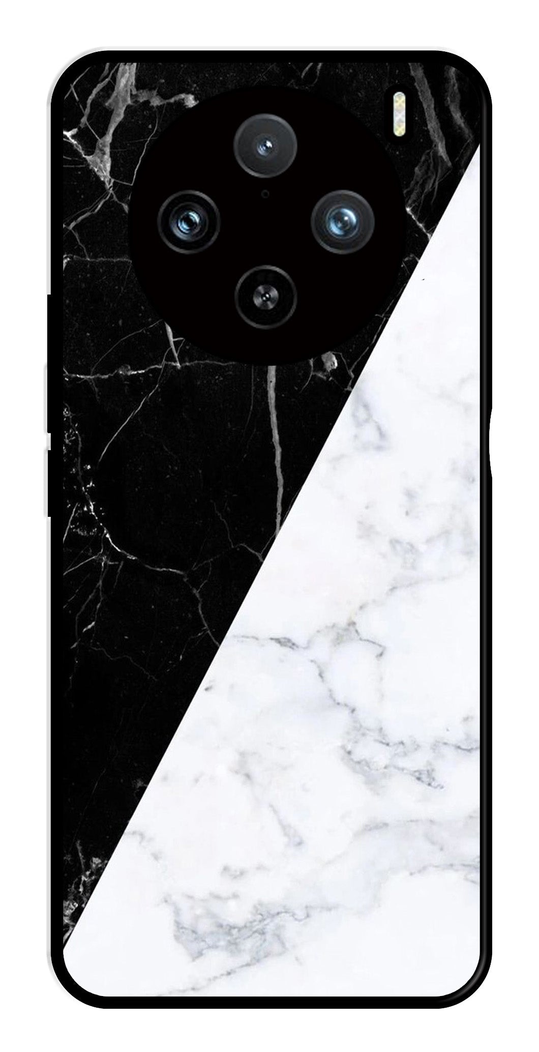 Black White Marble Design Metal Mobile Case for Vivo X100 Pro 5G   (Design No -09)