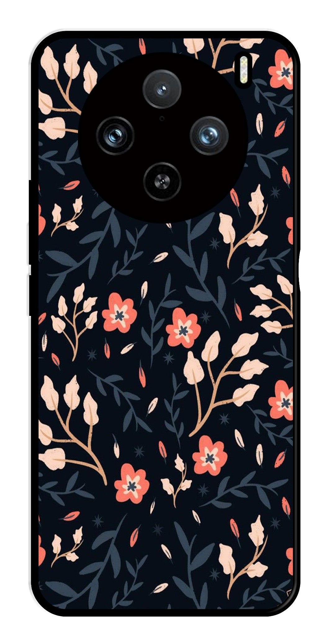 Floral Pattern Metal Mobile Case for Vivo X100 Pro 5G   (Design No -10)