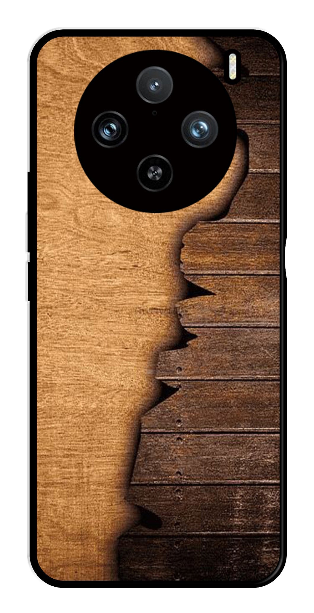 Wooden Design Metal Mobile Case for Vivo X100 Pro 5G   (Design No -13)