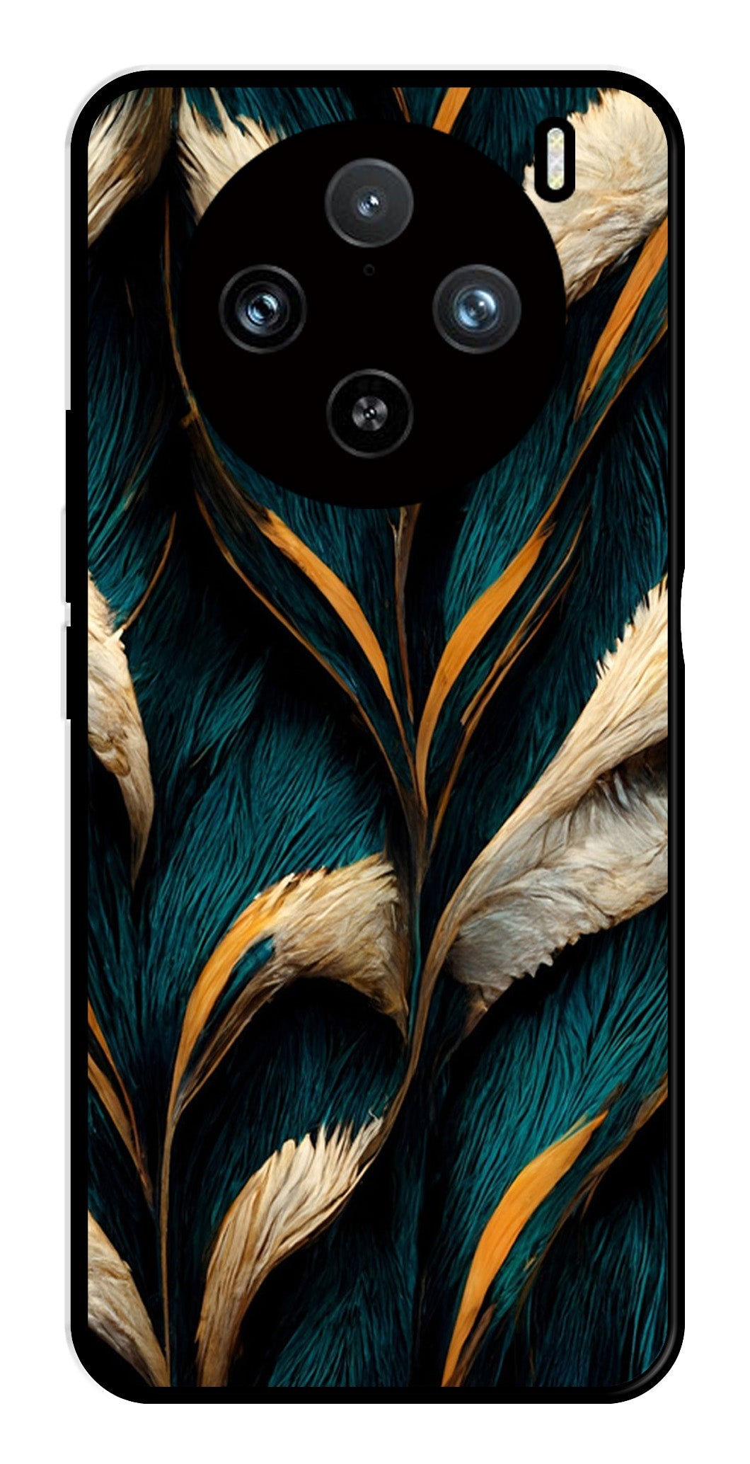 Feathers Metal Mobile Case for Vivo X100 Pro 5G   (Design No -30)