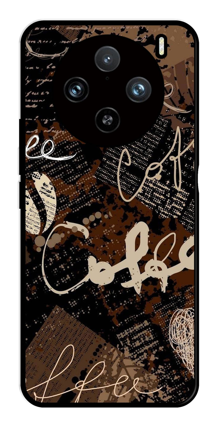 Coffee Pattern Metal Mobile Case for Vivo X100 Pro 5G   (Design No -37)