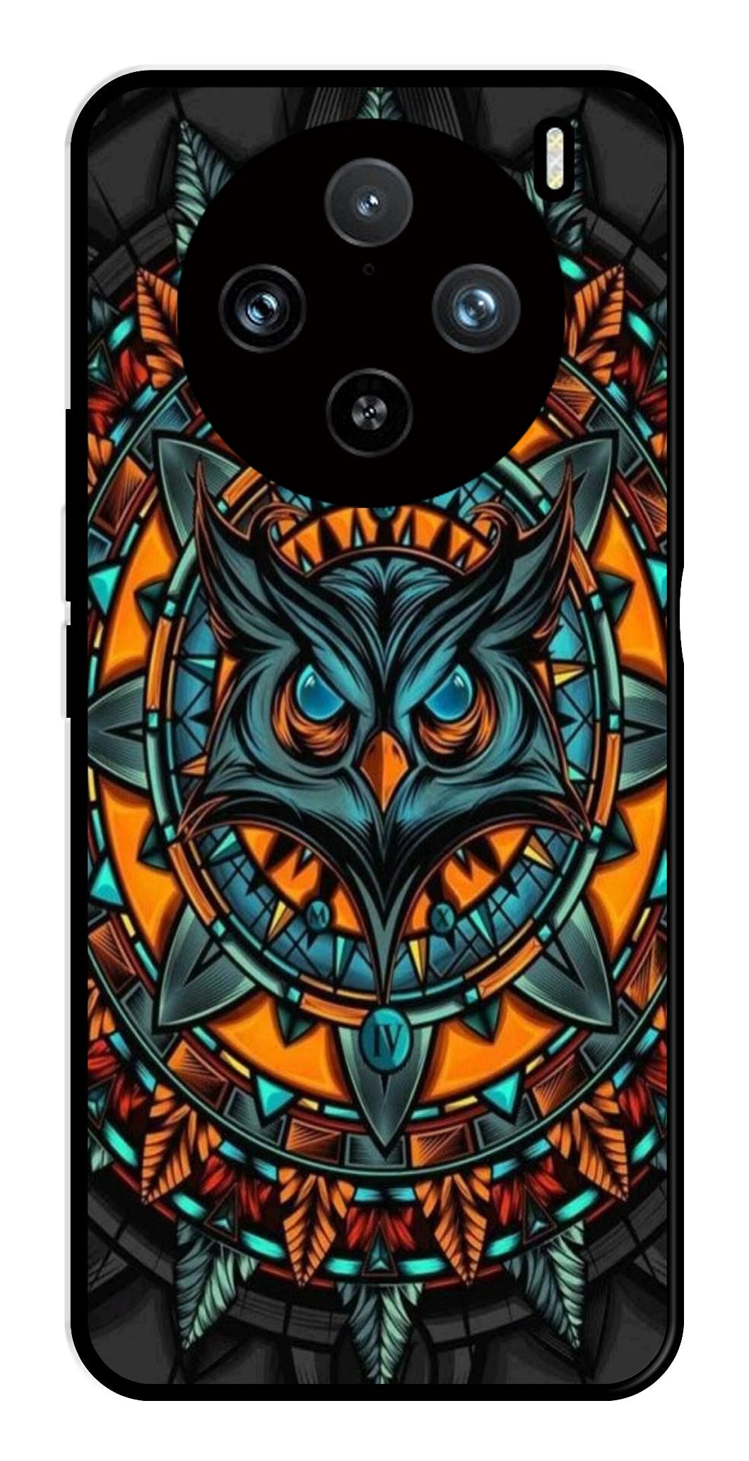 Owl Pattern Metal Mobile Case for Vivo X100 Pro 5G   (Design No -42)