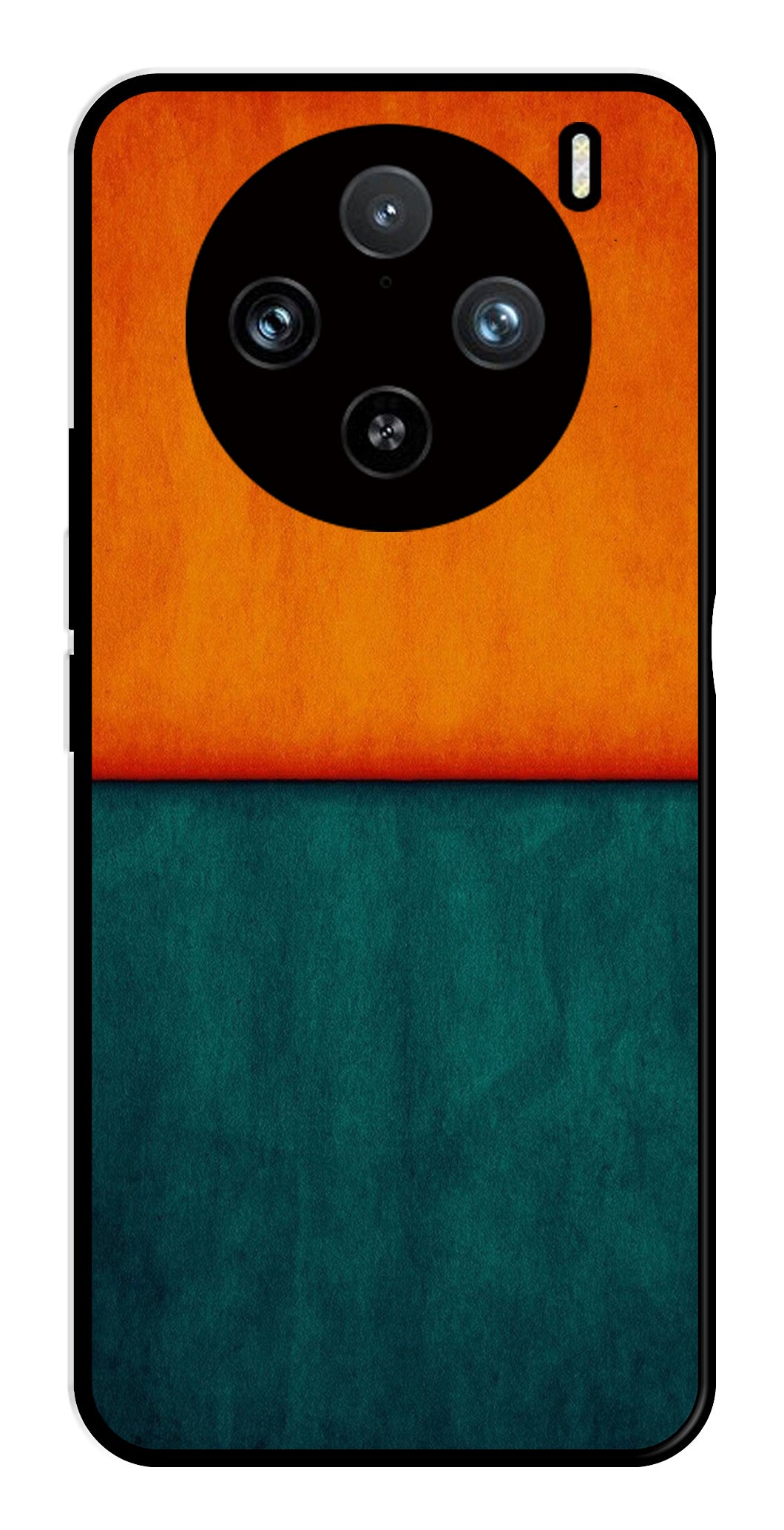 Orange Green Pattern Metal Mobile Case for Vivo X100 Pro 5G   (Design No -45)