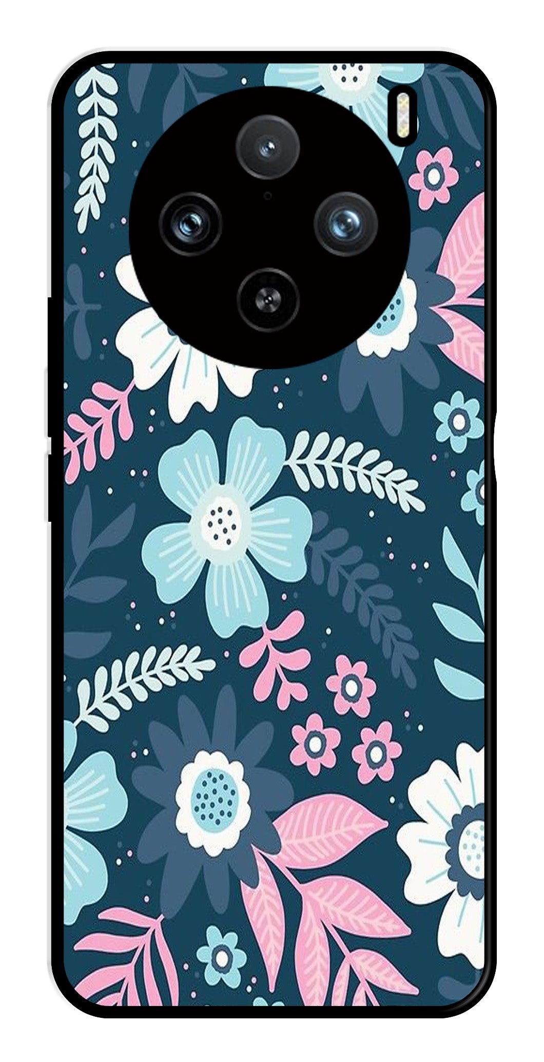 Flower Leaves Design Metal Mobile Case for Vivo X100 Pro 5G   (Design No -50)