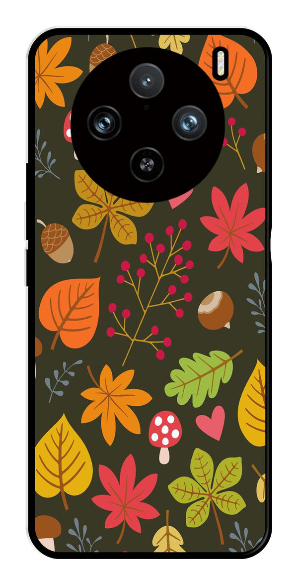 Leaves Design Metal Mobile Case for Vivo X100 Pro 5G   (Design No -51)