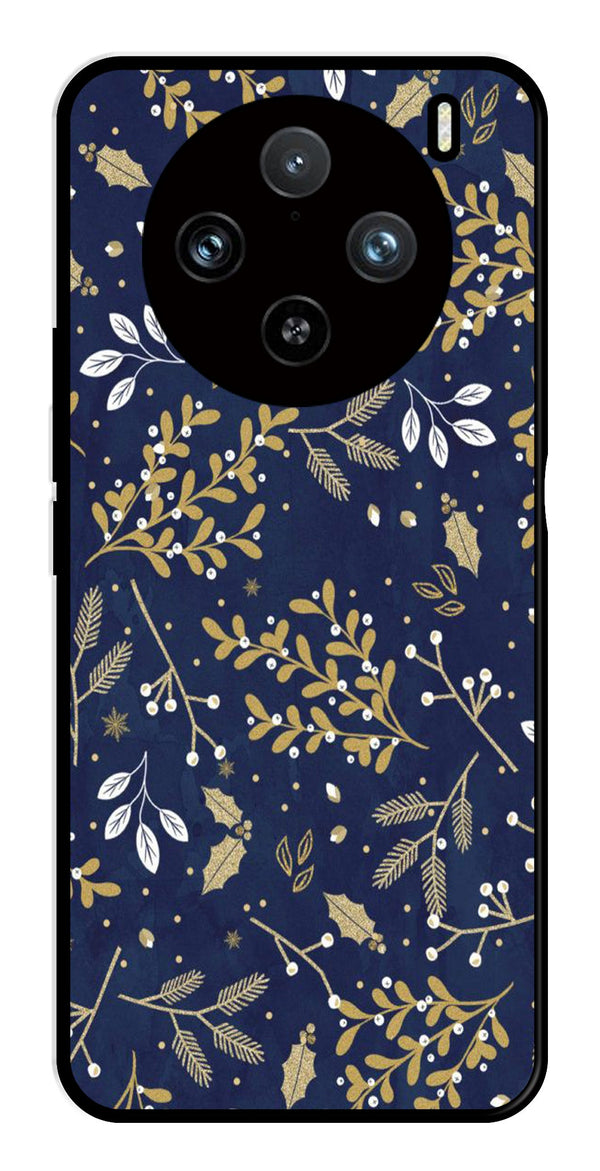 Floral Pattern  Metal Mobile Case for Vivo X100 Pro 5G   (Design No -52)