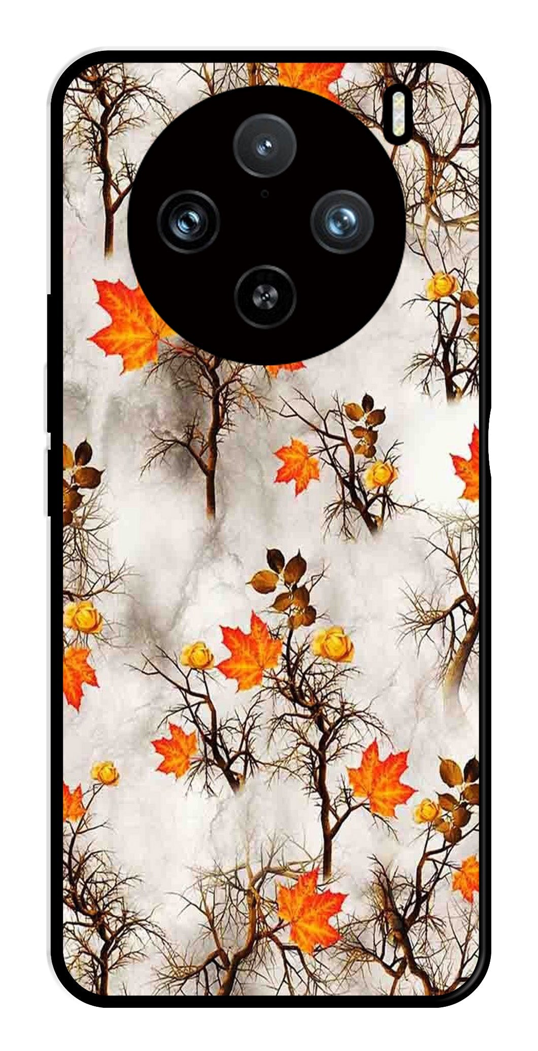 Autumn leaves Metal Mobile Case for Vivo X100 Pro 5G   (Design No -55)