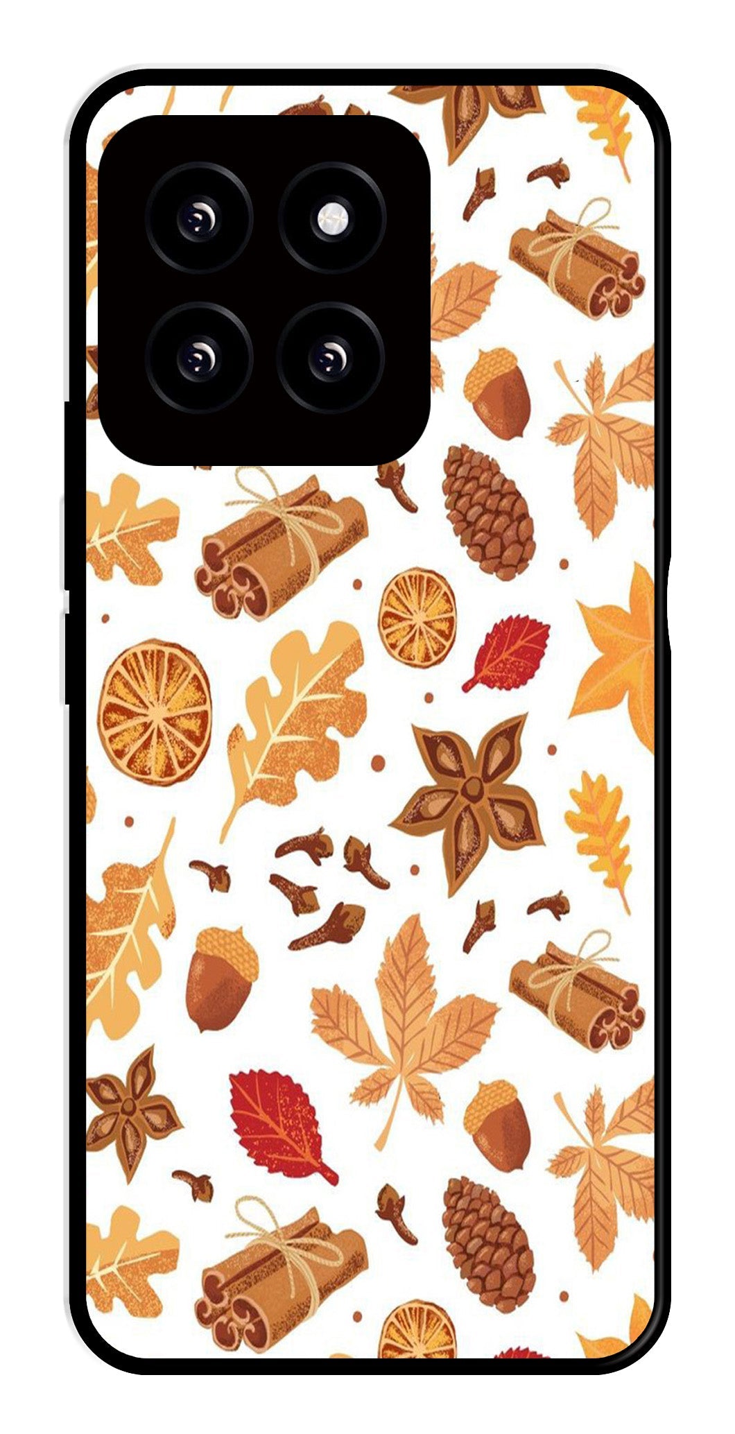 Autumn Leaf Metal Mobile Case for Xiaomi 14 5G   (Design No -19)